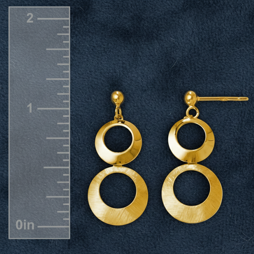 Dynamic Mixed Finish Circle Dangle Earrings
