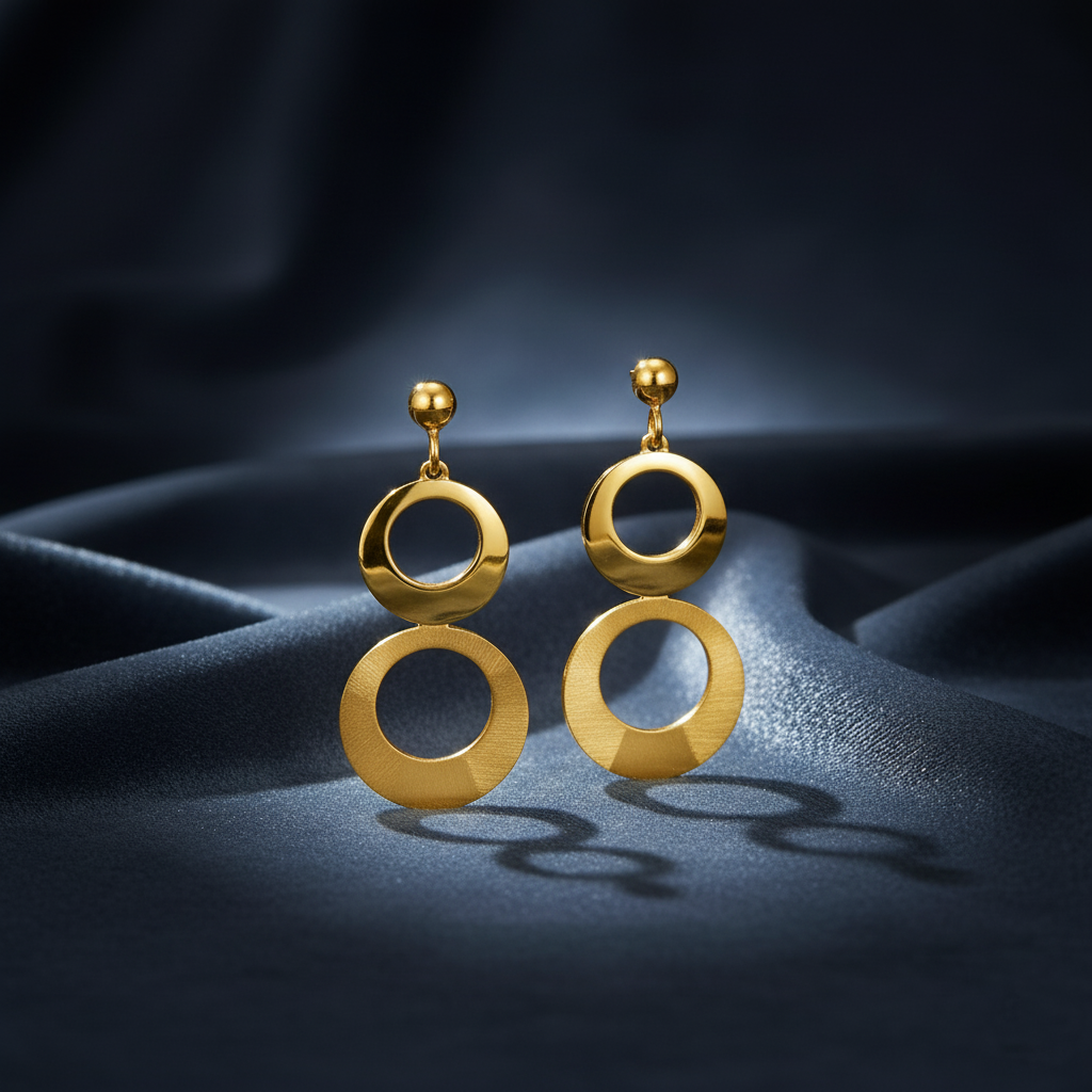 Dynamic Mixed Finish Circle Dangle Earrings