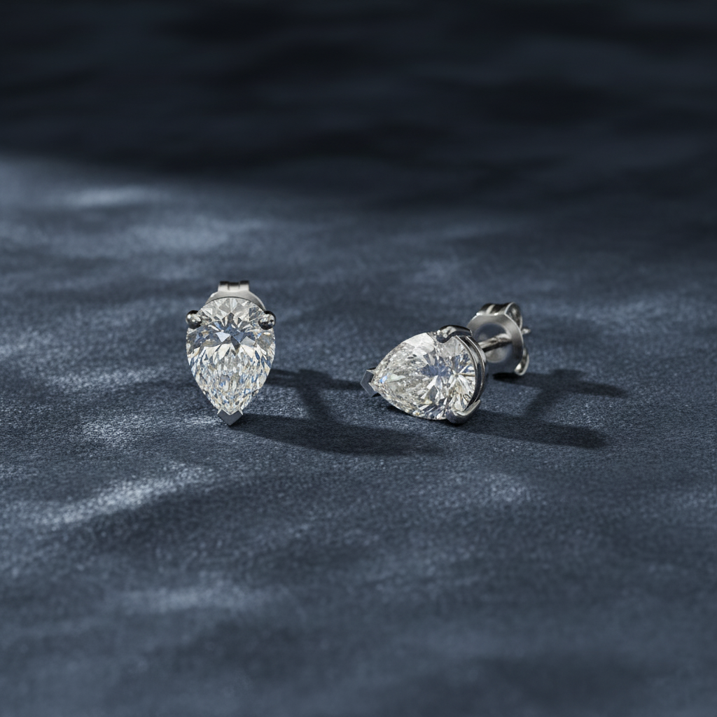 Exquisite Pear Cut Diamond Stud Earrings
