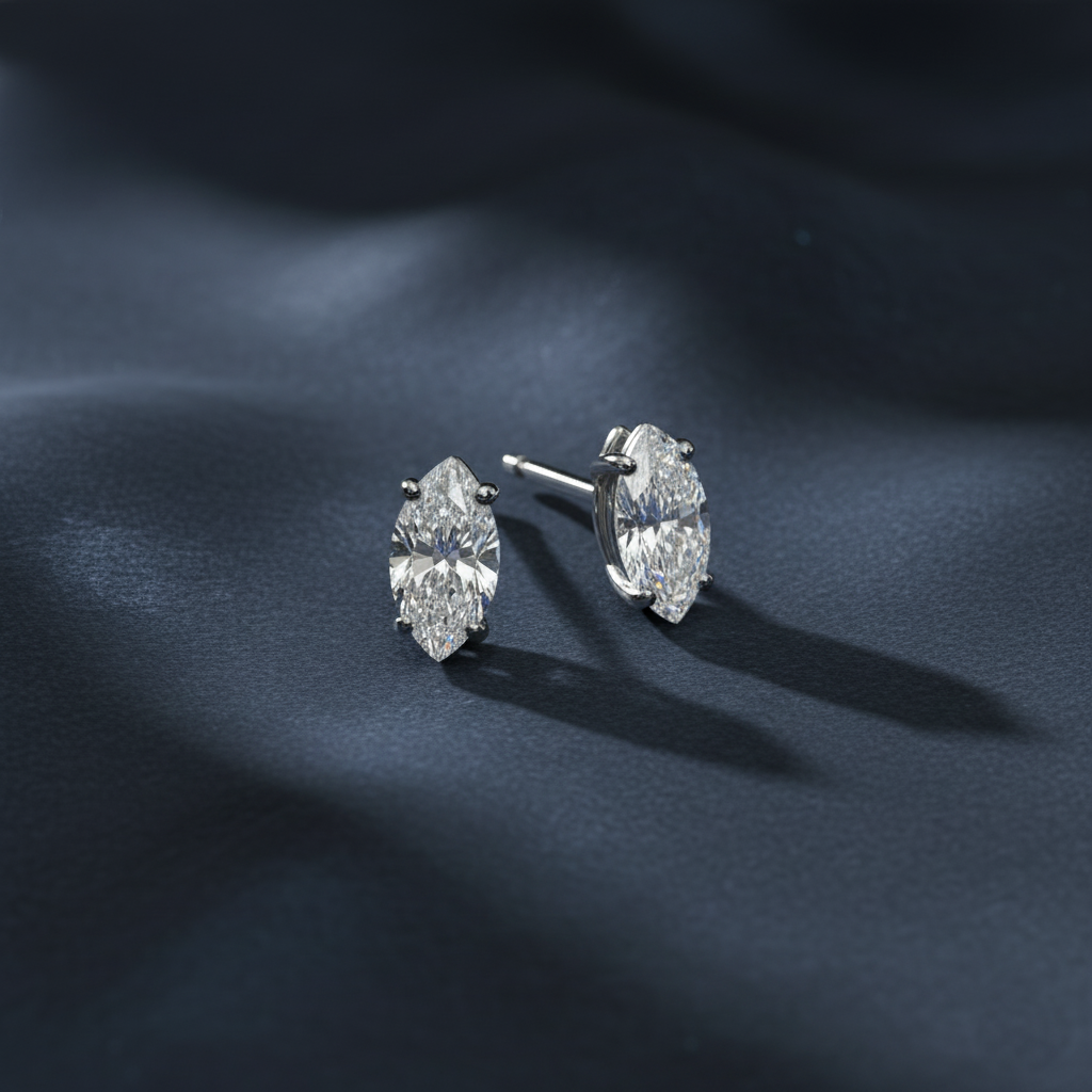 Dazzling Marquise Cut Diamond Stud Earrings