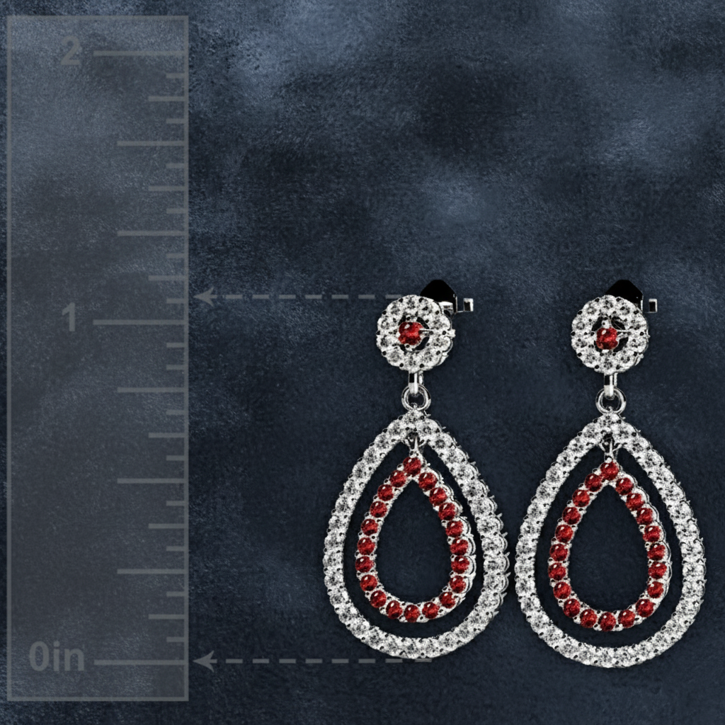 Exquisite Teardrop Diamond and Ruby Earrings