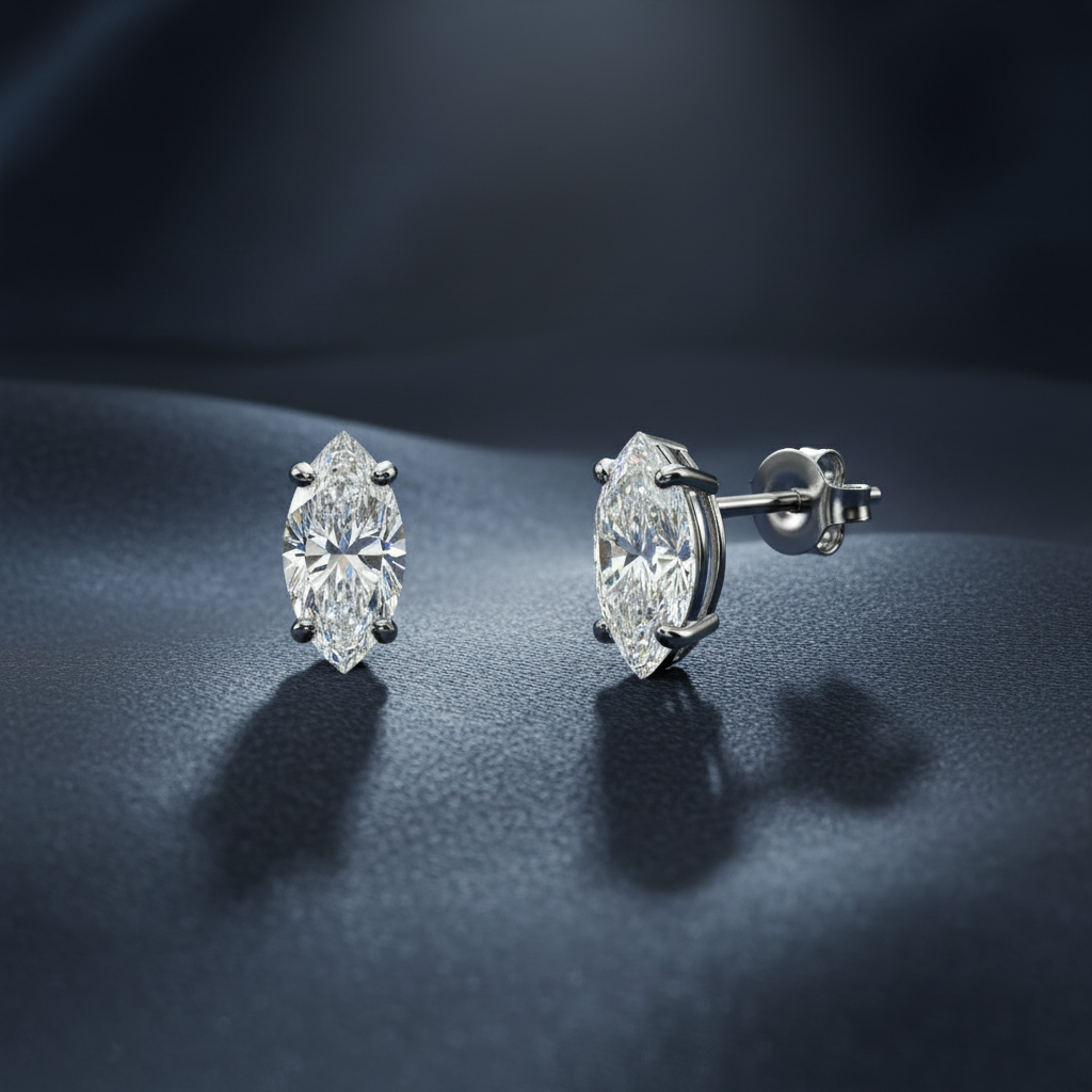 Dazzling Marquise Cut Diamond Stud Earrings