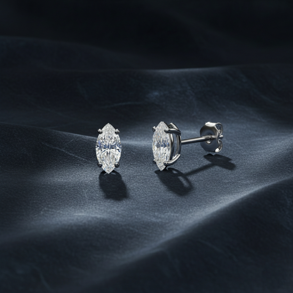 Dazzling Marquise Cut Diamond Stud Earrings