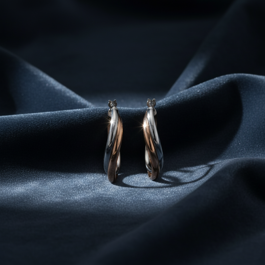 Striking Two-Tone Twisted Hoop Earrings