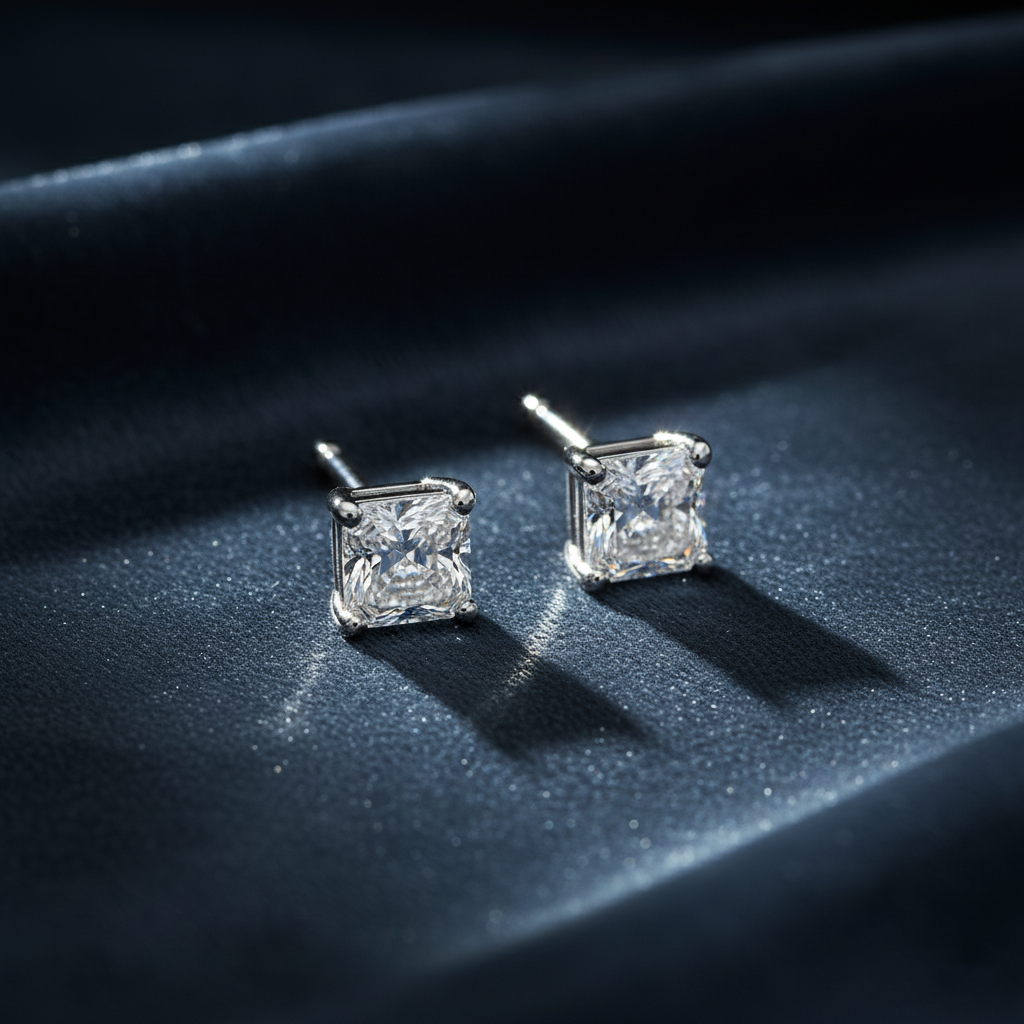 Captivating Asscher Cut Diamond Stud Earrings