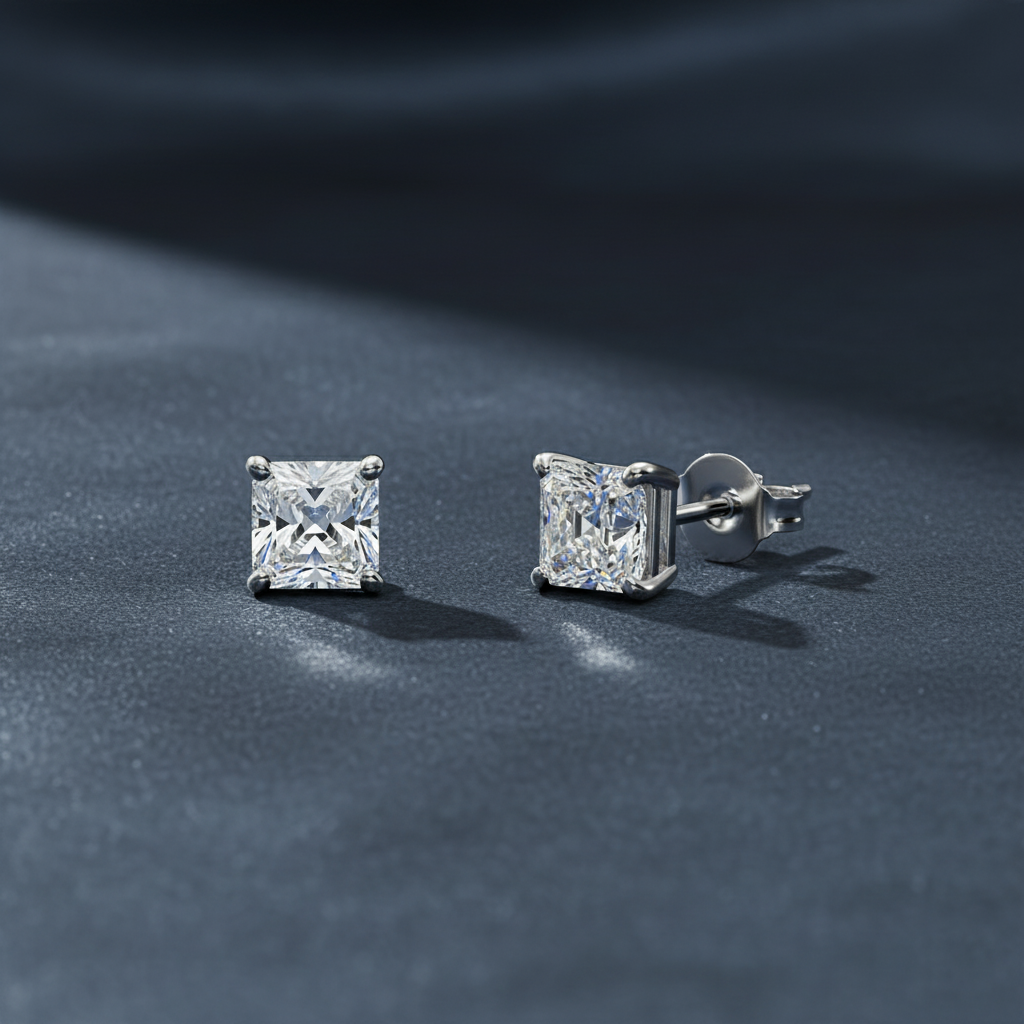 Captivating Asscher Cut Diamond Stud Earrings