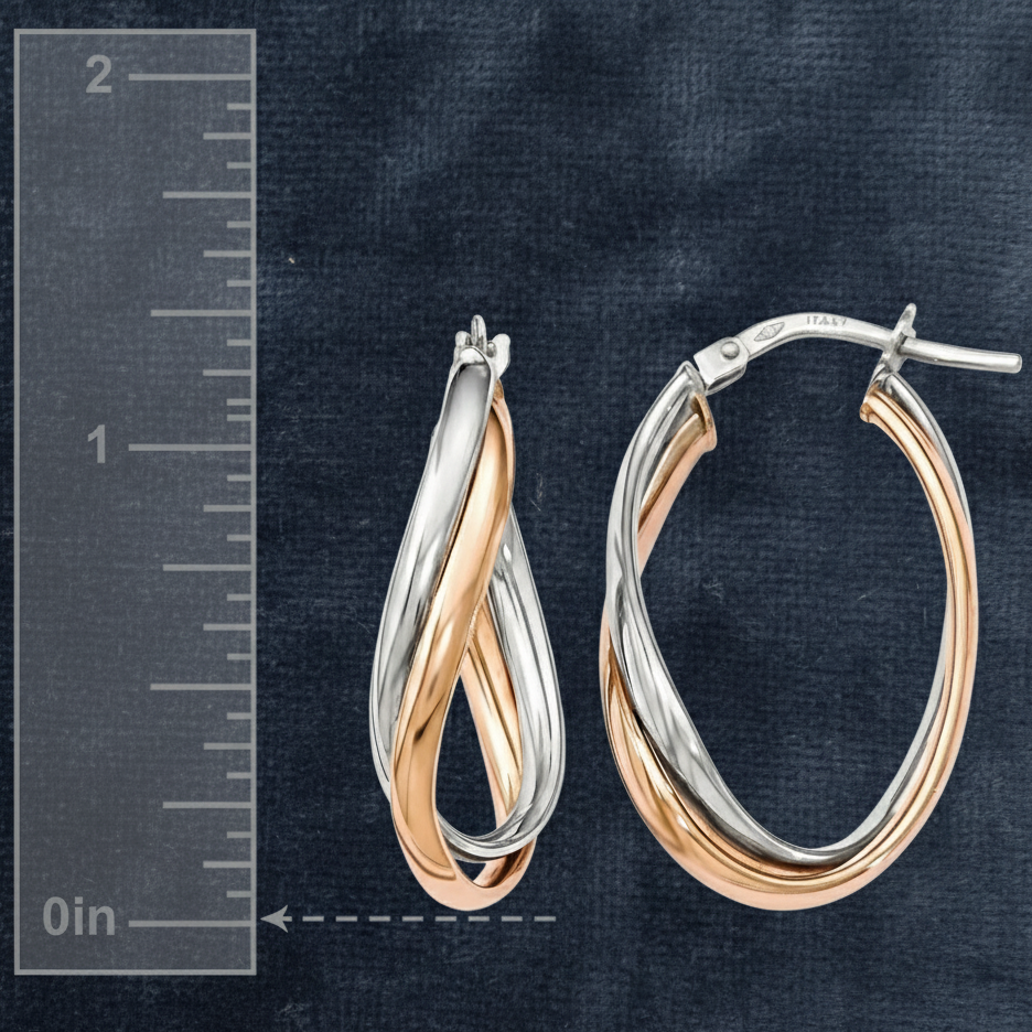 Striking Two-Tone Twisted Hoop Earrings