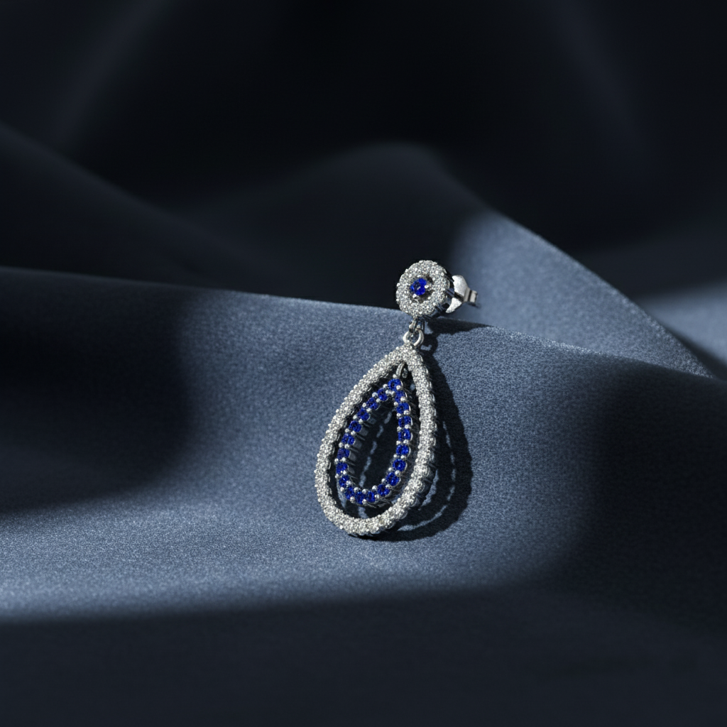 Elegant Deep Blue Statement Earrings