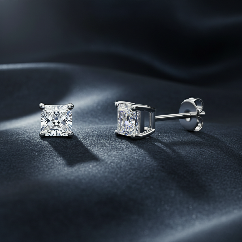 Captivating Asscher Cut Diamond Stud Earrings