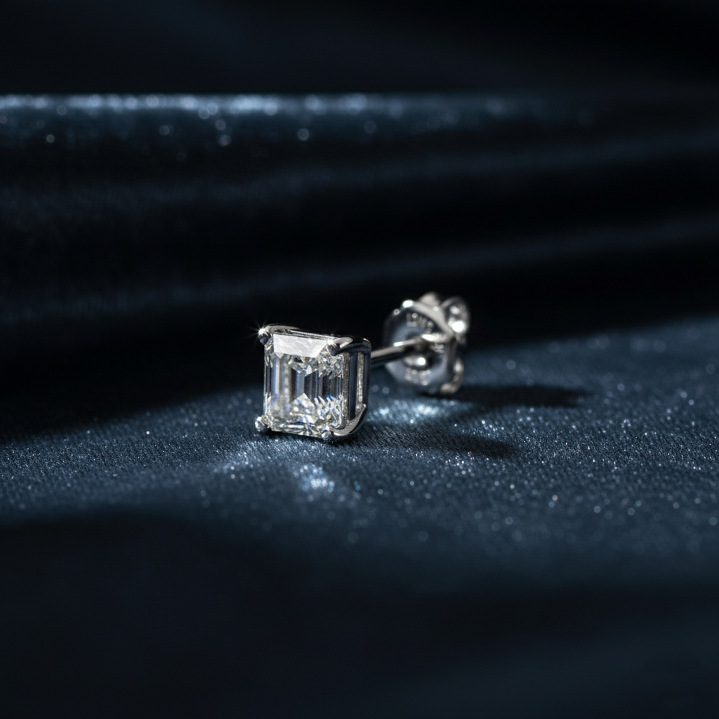 Captivating Asscher Cut Diamond Stud Earrings