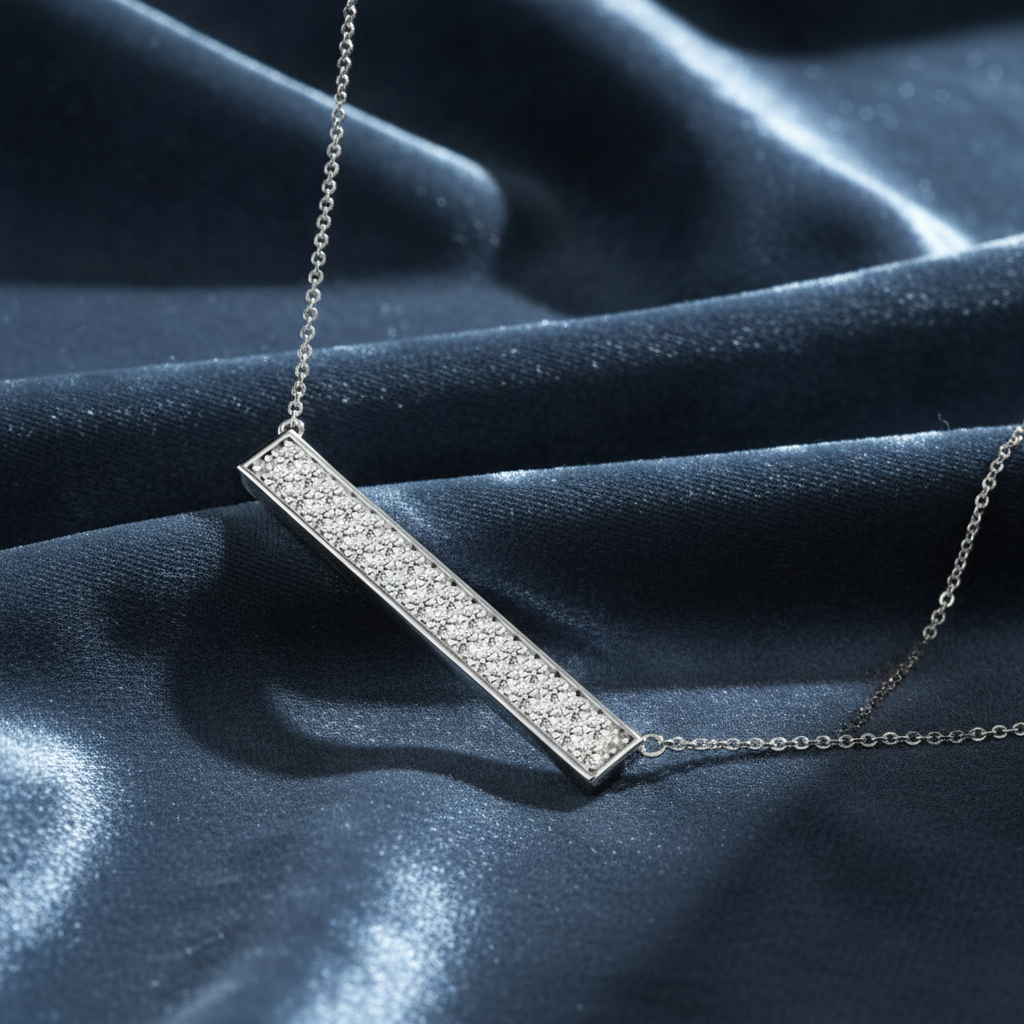 Shimmering White Gold Pavé Diamond Drop