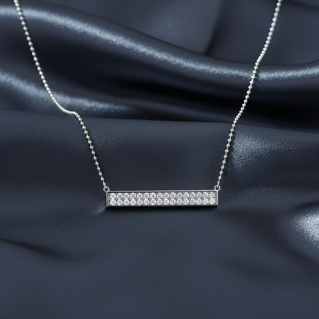 Shimmering White Gold Pavé Diamond Drop