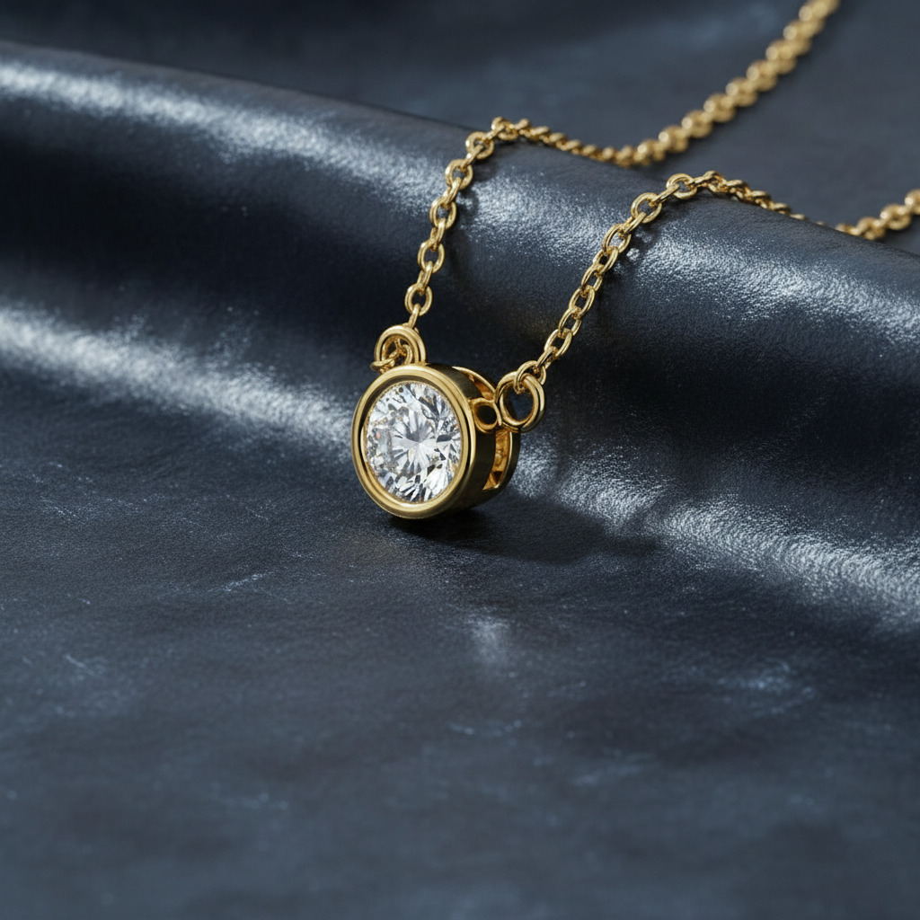 Alluring Bezel Set Diamond Solitaire Necklace