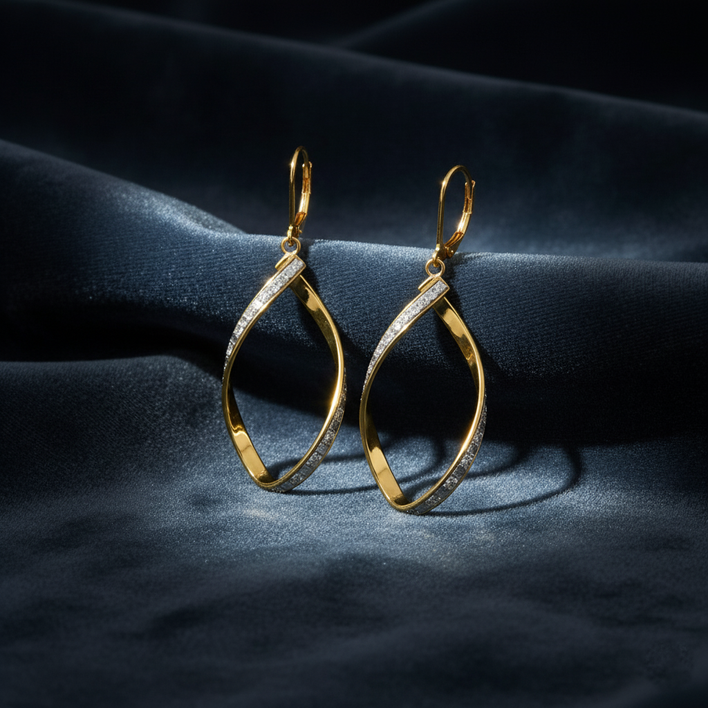 Glittering Gold Leverback Hoops