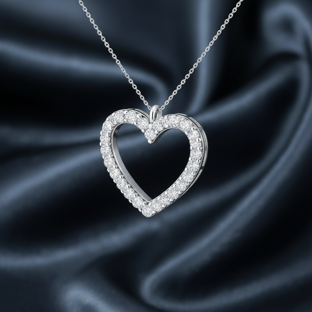 Sparkling Round Diamond Love Motif Necklace