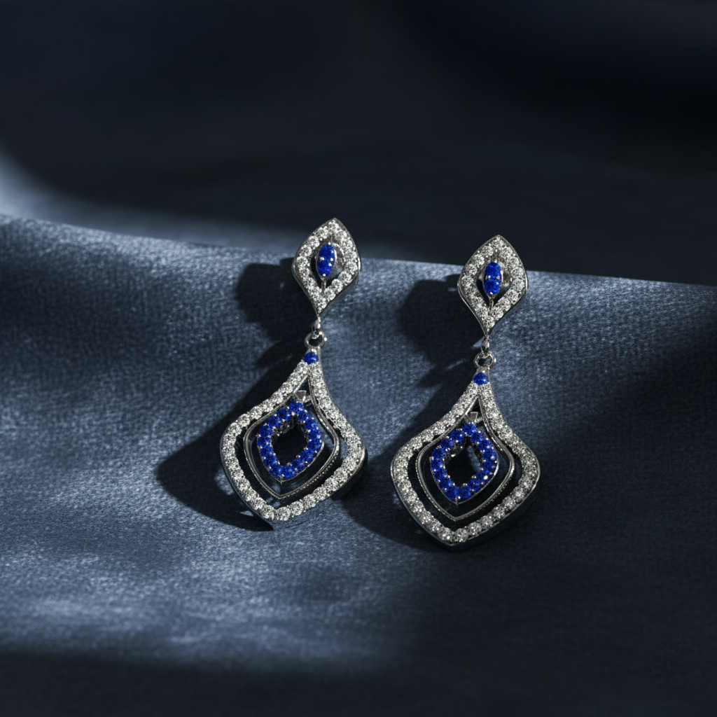 Elegant Royal Gemstone Drop Earrings
