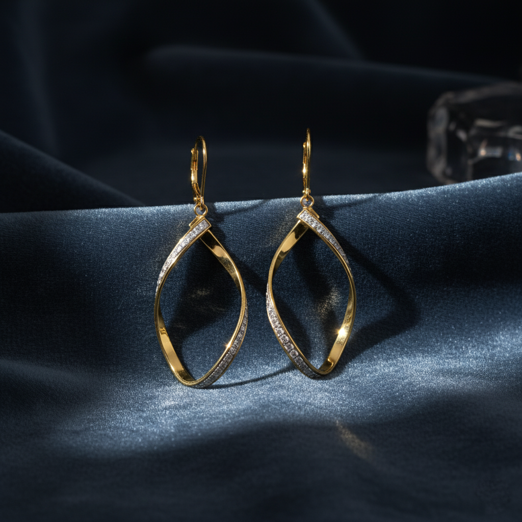 Glittering Gold Leverback Hoops