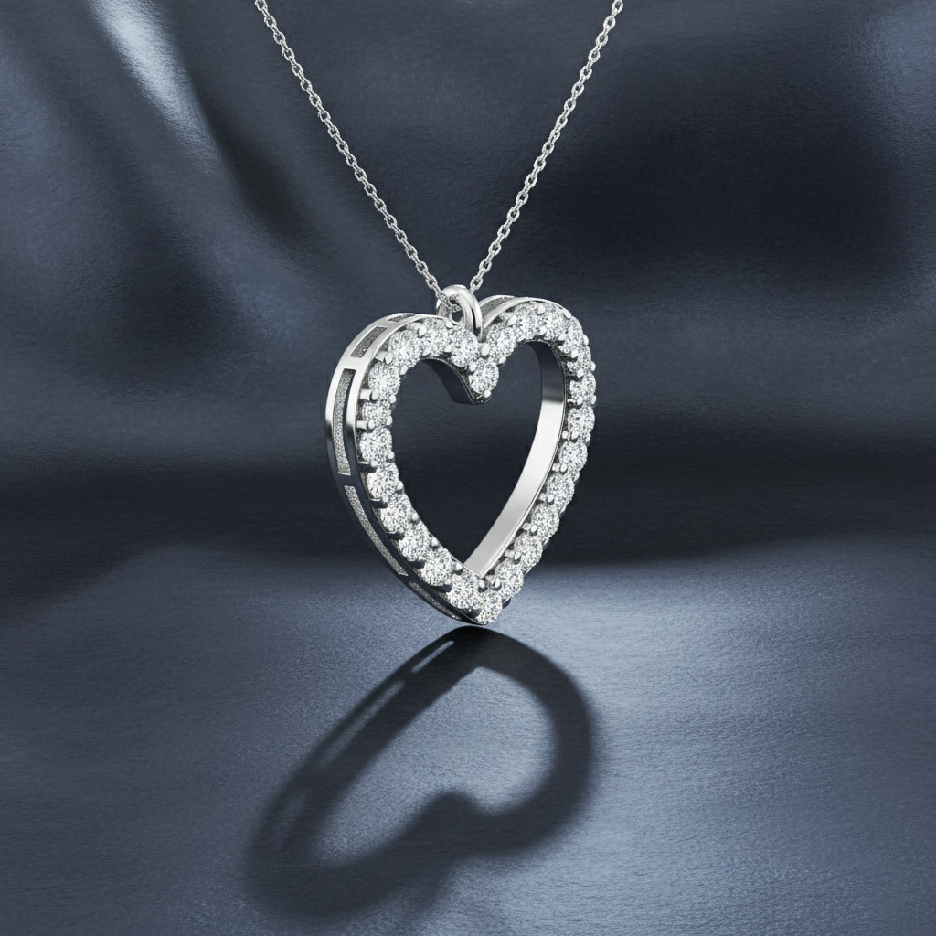 Sparkling Round Diamond Love Motif Necklace