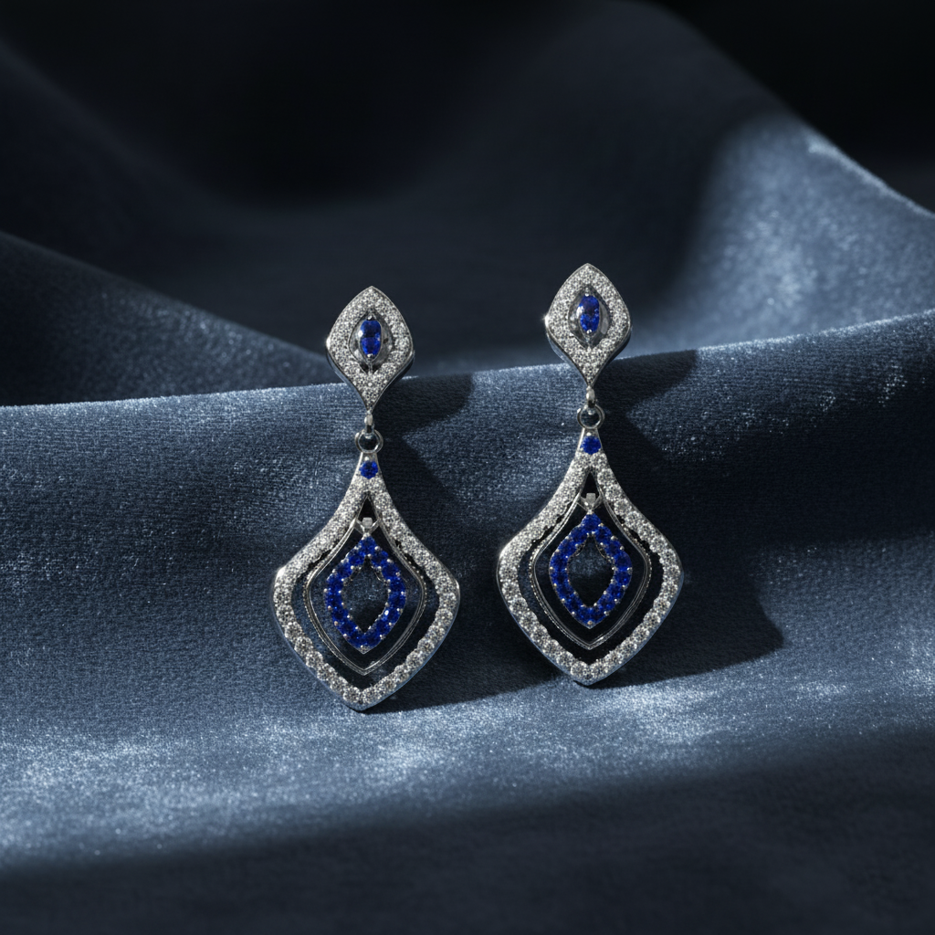 Elegant Royal Gemstone Drop Earrings