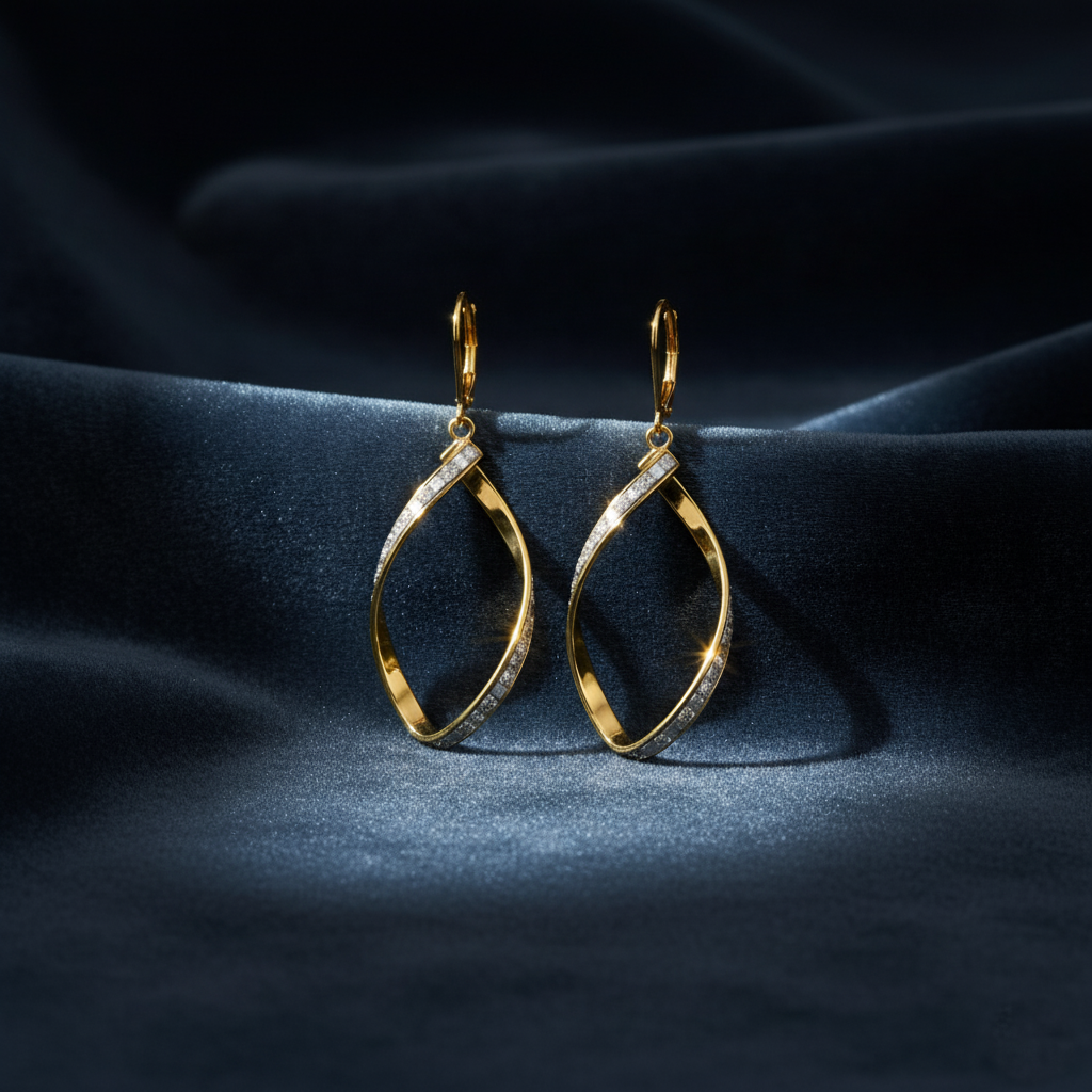 Glittering Gold Leverback Hoops