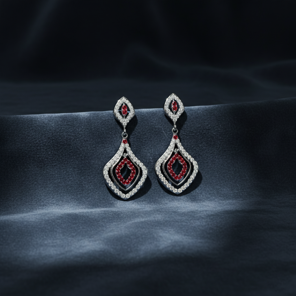 Vintage-Inspired Diamond and Ruby Dangle Earrings
