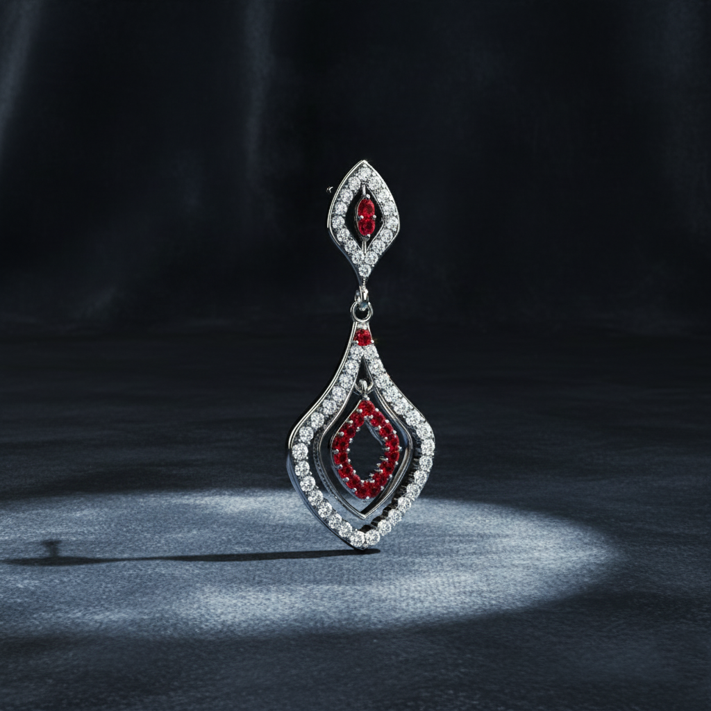 Vintage-Inspired Diamond and Ruby Dangle Earrings
