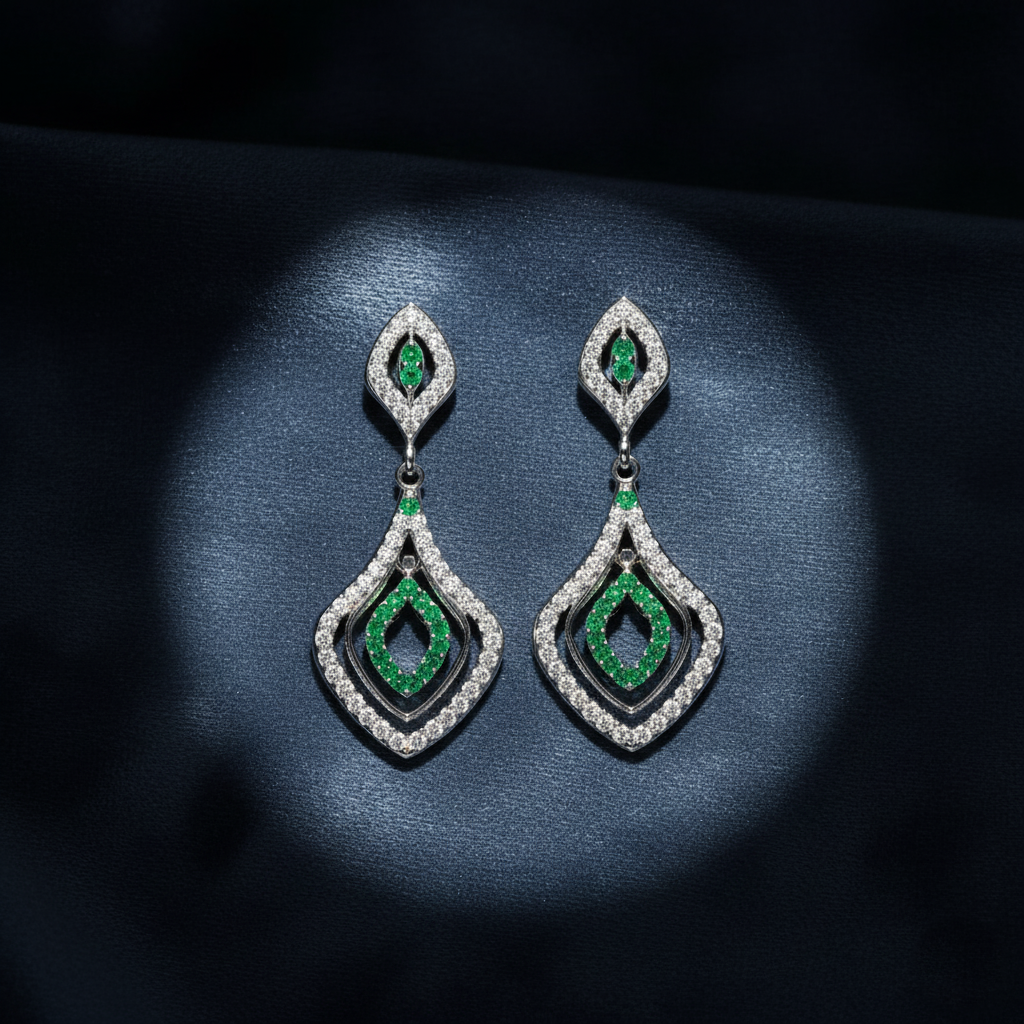 Luxurious Green Gemstone Drop Earrings