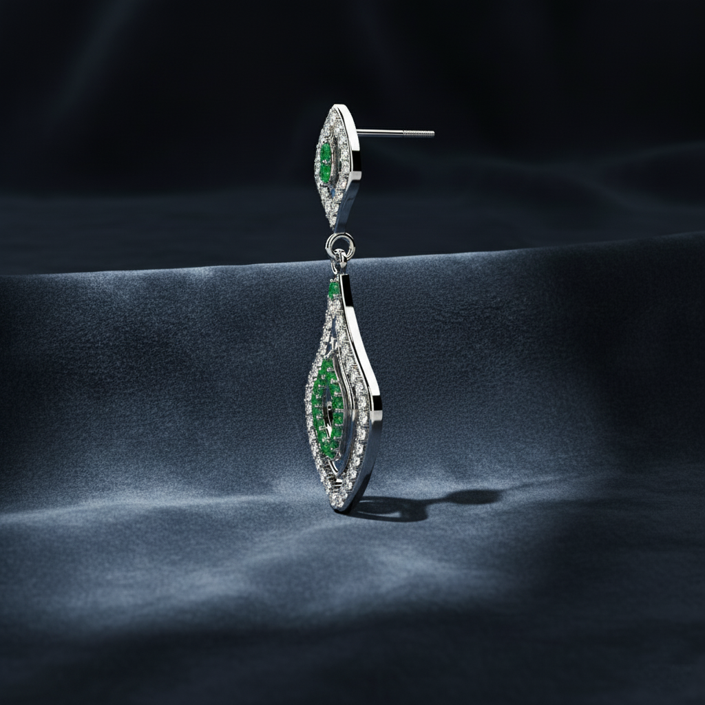 Luxurious Green Gemstone Drop Earrings