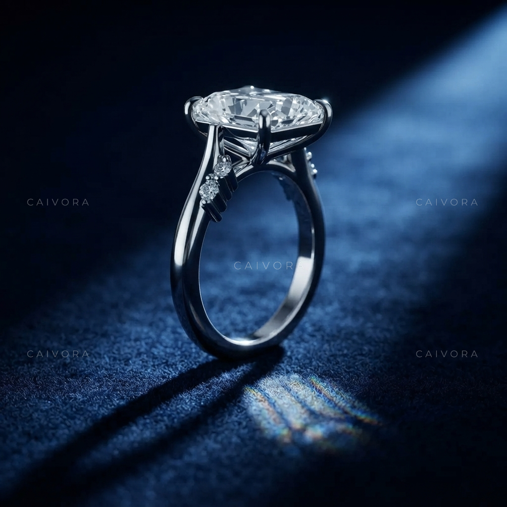 Marquise Cut Diamond Twist Band Engagement Ring