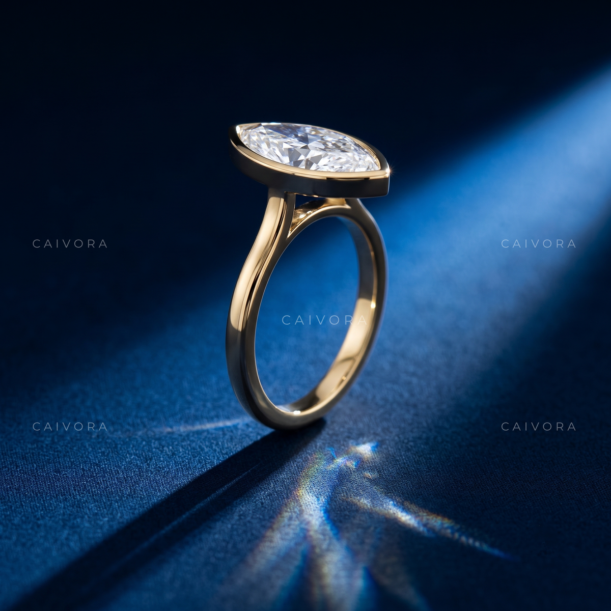 Marquise Diamond Modern Bezel Engagement Ring