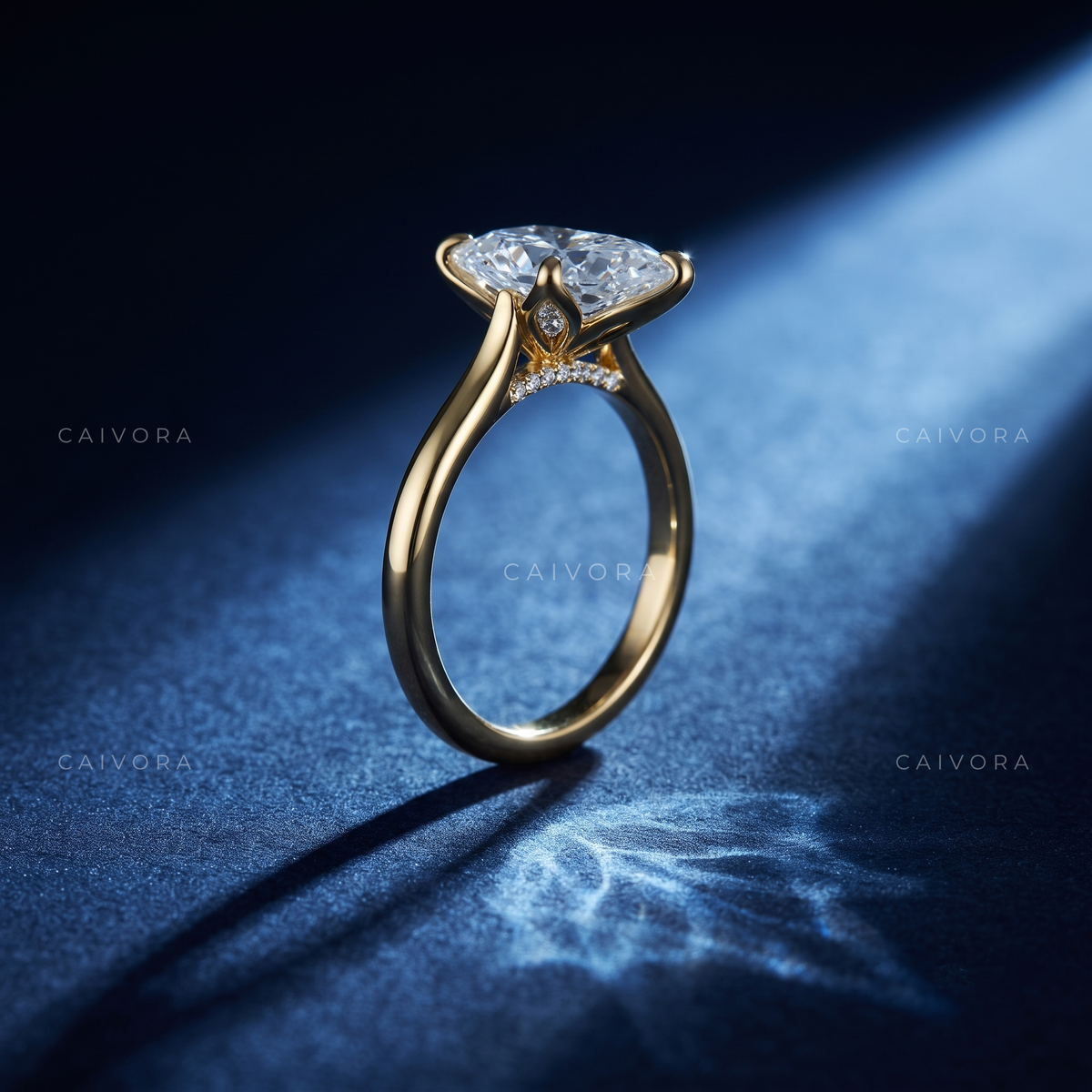 Dutch Marquise Cut Hidden Halo Pavé Tulip Engagement Ring