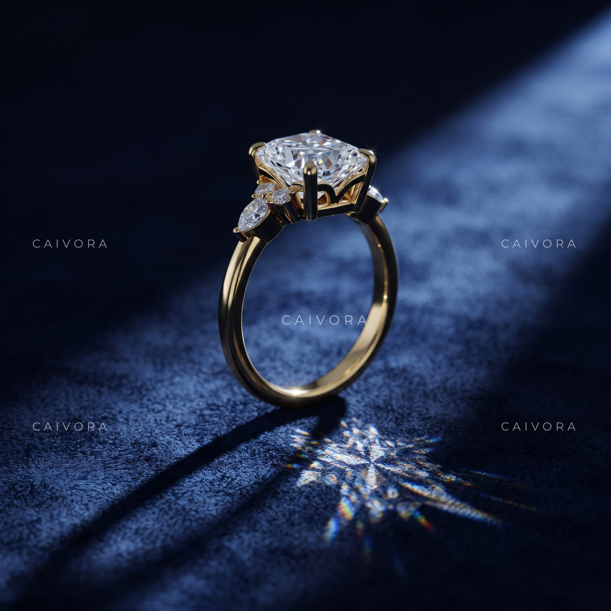 Distinctive Triana Engagement Ring Showcasing an Asscher Cut Diamond