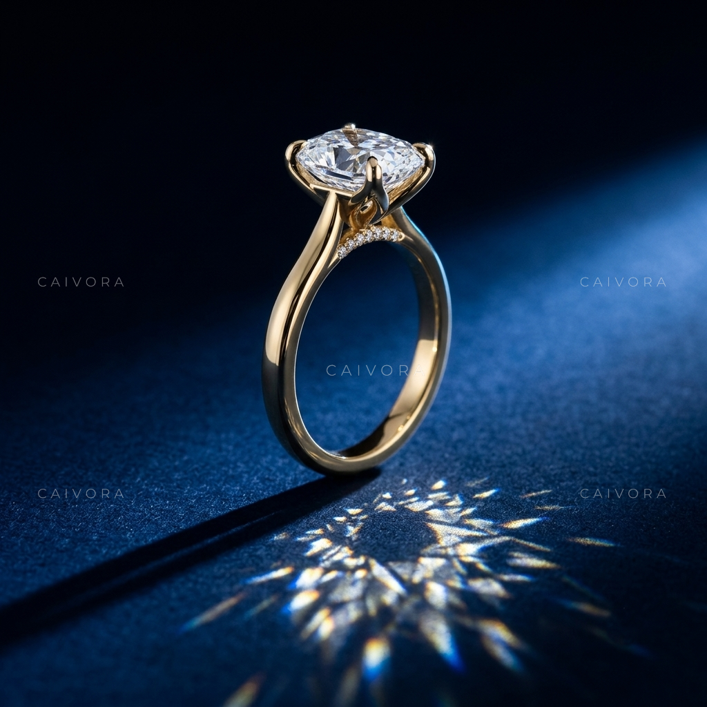 Elongated Cushion Cut Hidden Halo Pavé Tulip Engagement Ring