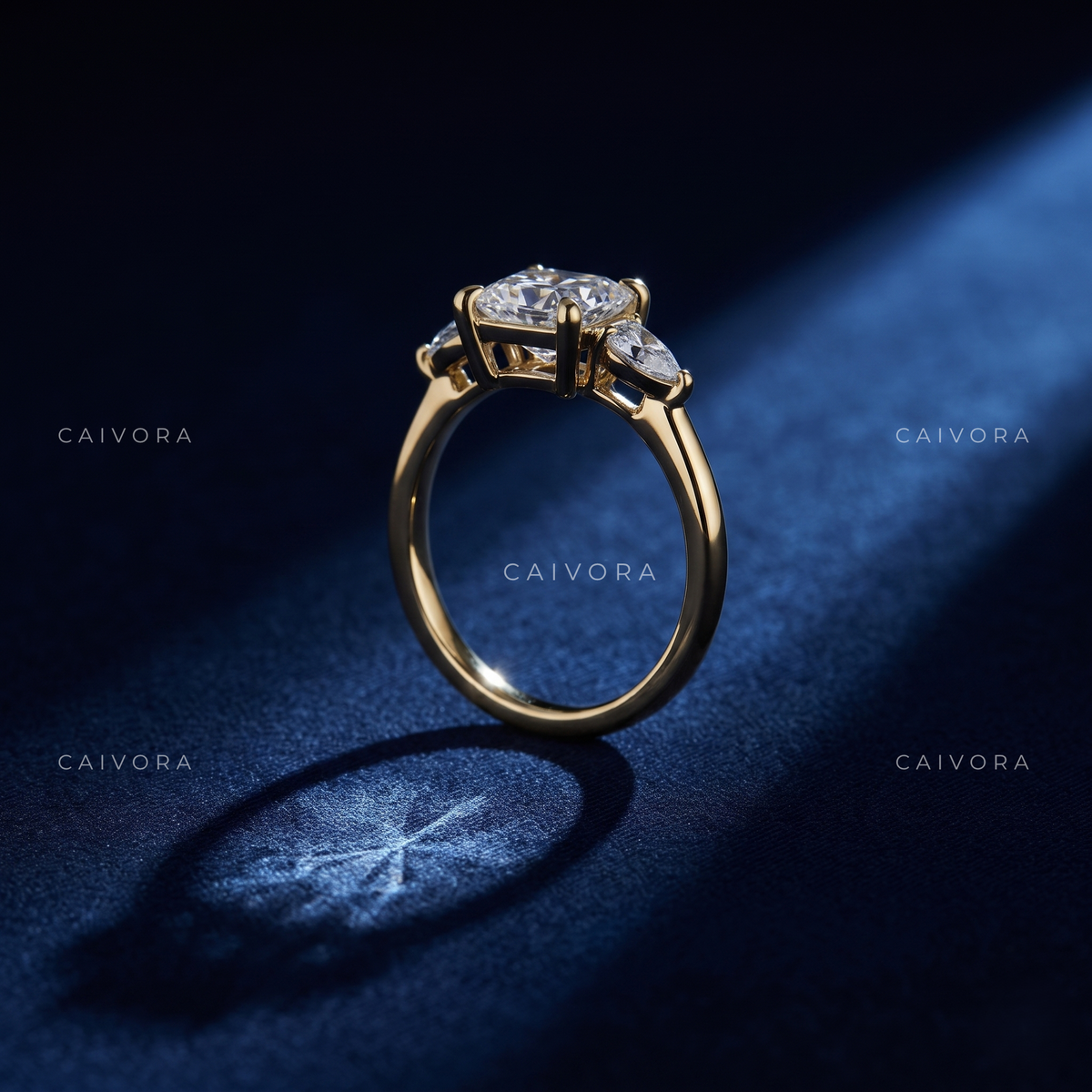 Vintage Inspired Three Stone Setting with an princess cut Center