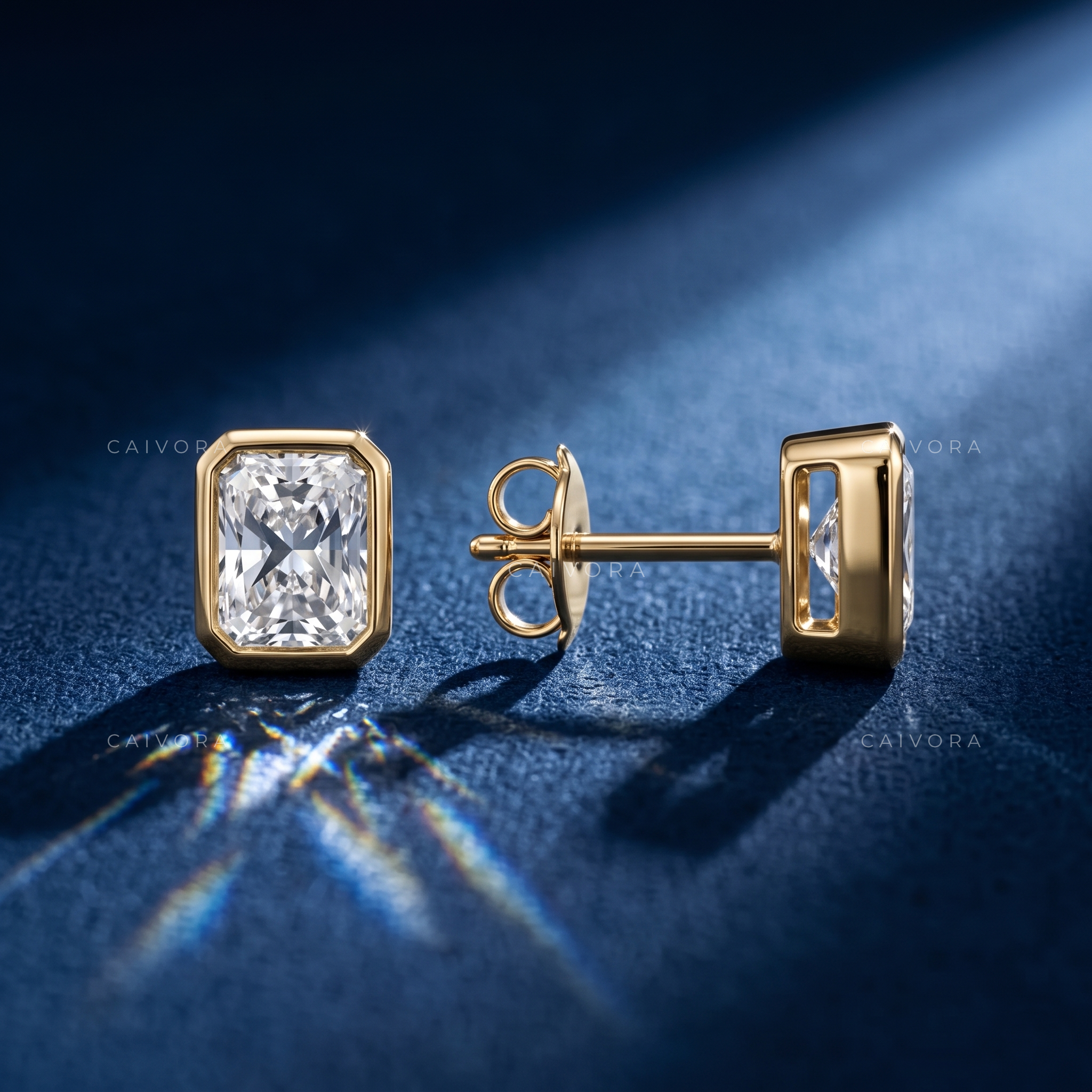 Solenne Radiant Bezel Stud Earrings