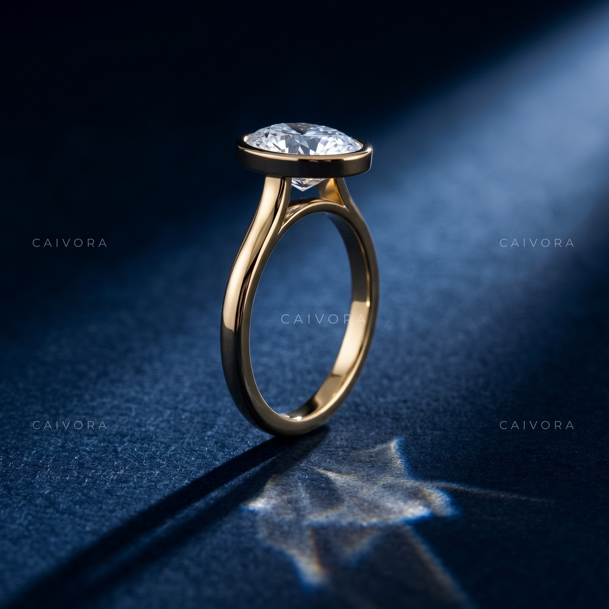 Oval Diamond Minimalist Bezel Engagement Ring