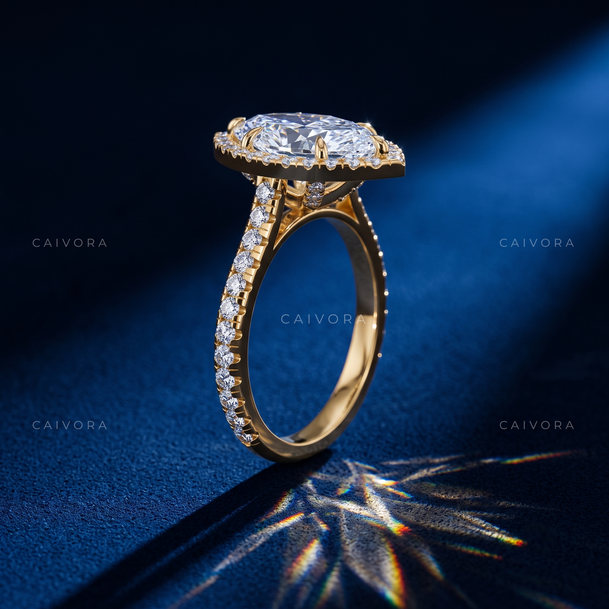 Sophisticated Halo Engagement Ring with Marquise Diamond & Pavé Accents