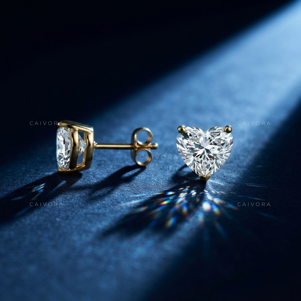 Luminous Heart 3-Prong Lab-Grown Diamond Stud Earrings
