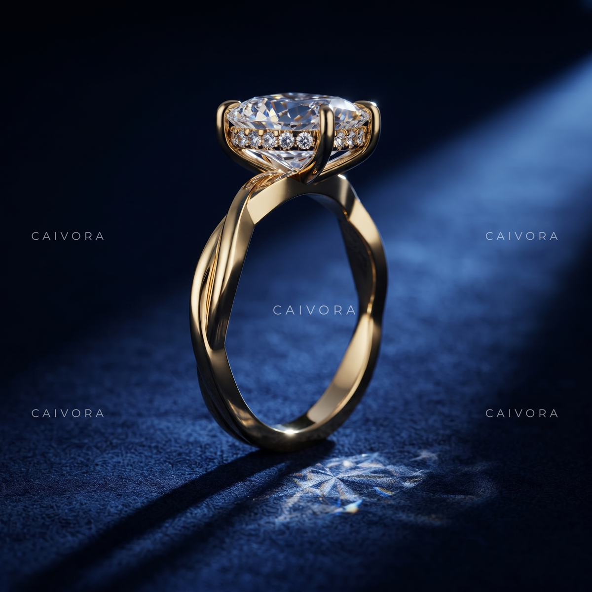 Heritage Bloom Kosina Engagement Ring Featuring a Cushion Cut Diamond