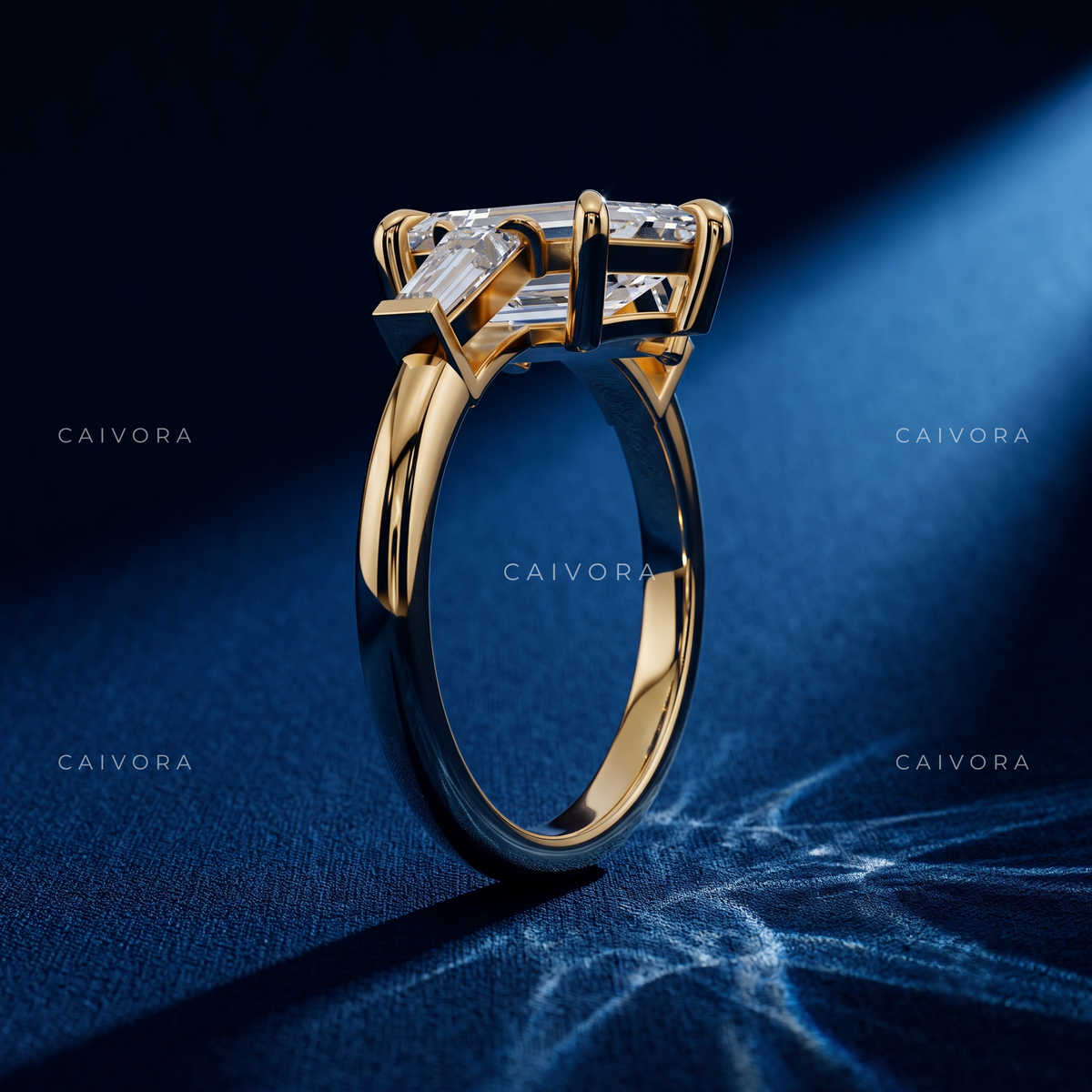 Sculptural Elegance with a Hexagonal Marquise Center