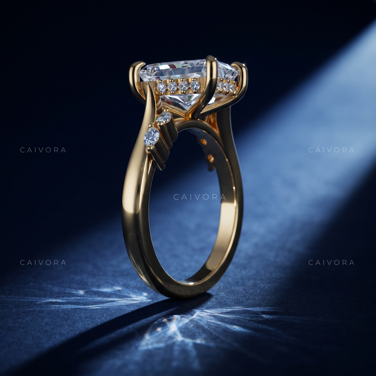 Elegant Twist Band Engagement Ring Featuring a Radiant Cut Diamond