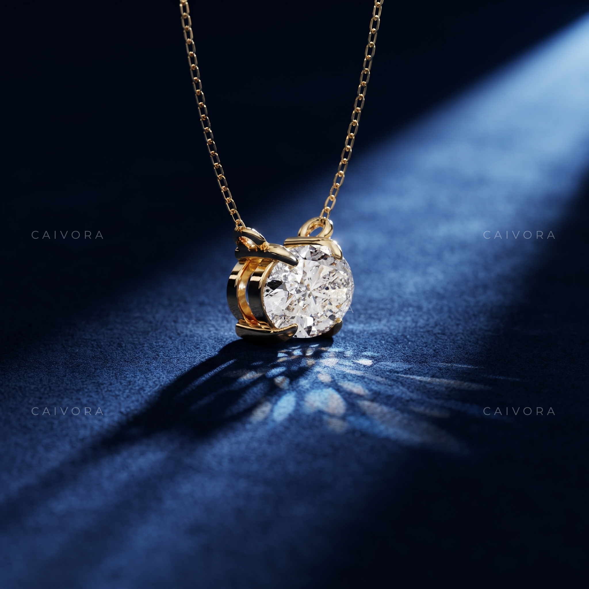 Oval Lab-Grown Diamond Solitaire Pendant Necklace