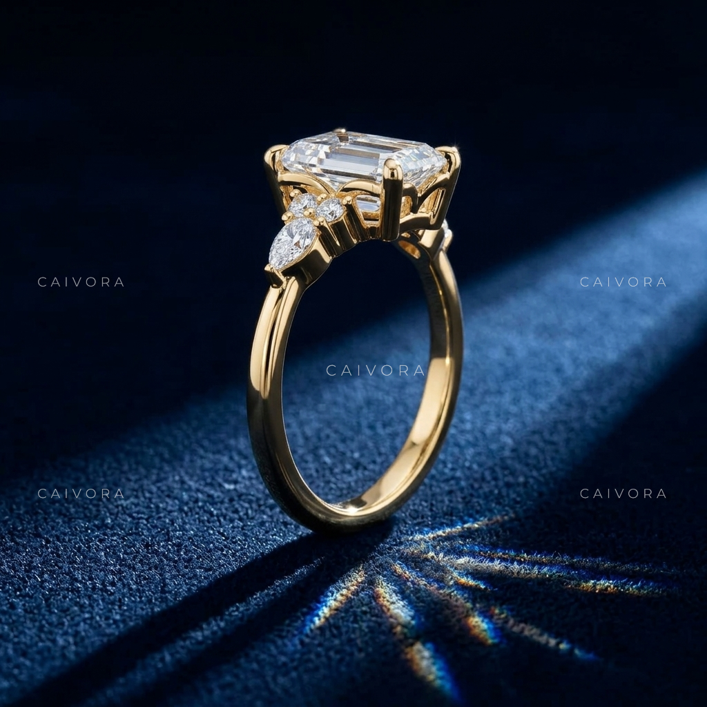 Refined Triana Engagement Ring Showcasing an Emerald Cut Diamond
