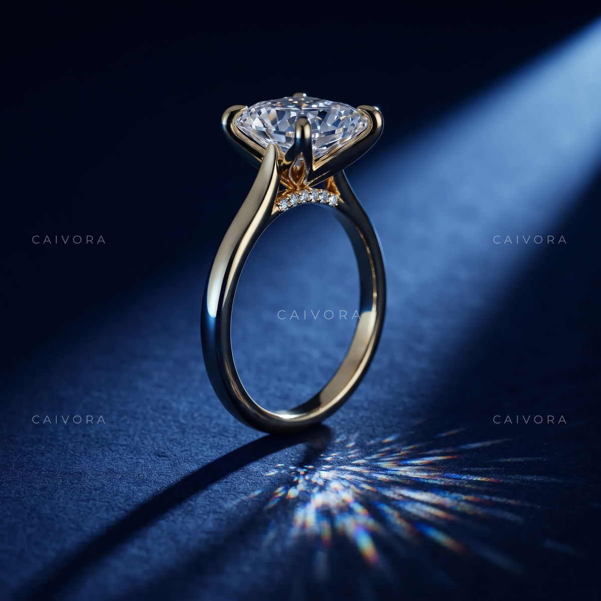 Pear Cut Hidden Halo Pavé Tulip Engagement Ring