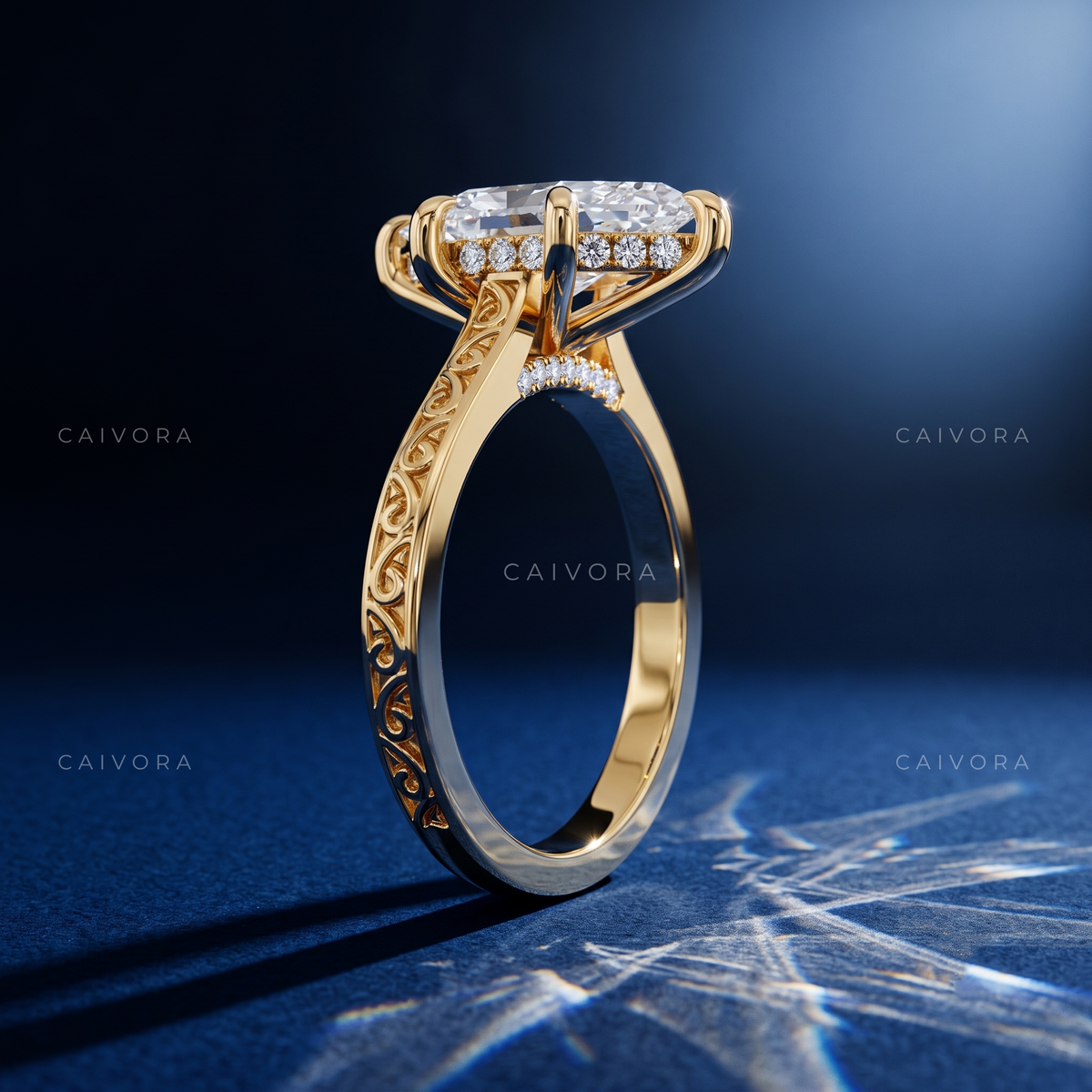 Dutch Marquise Diamond Modern Architectural Engagement Ring