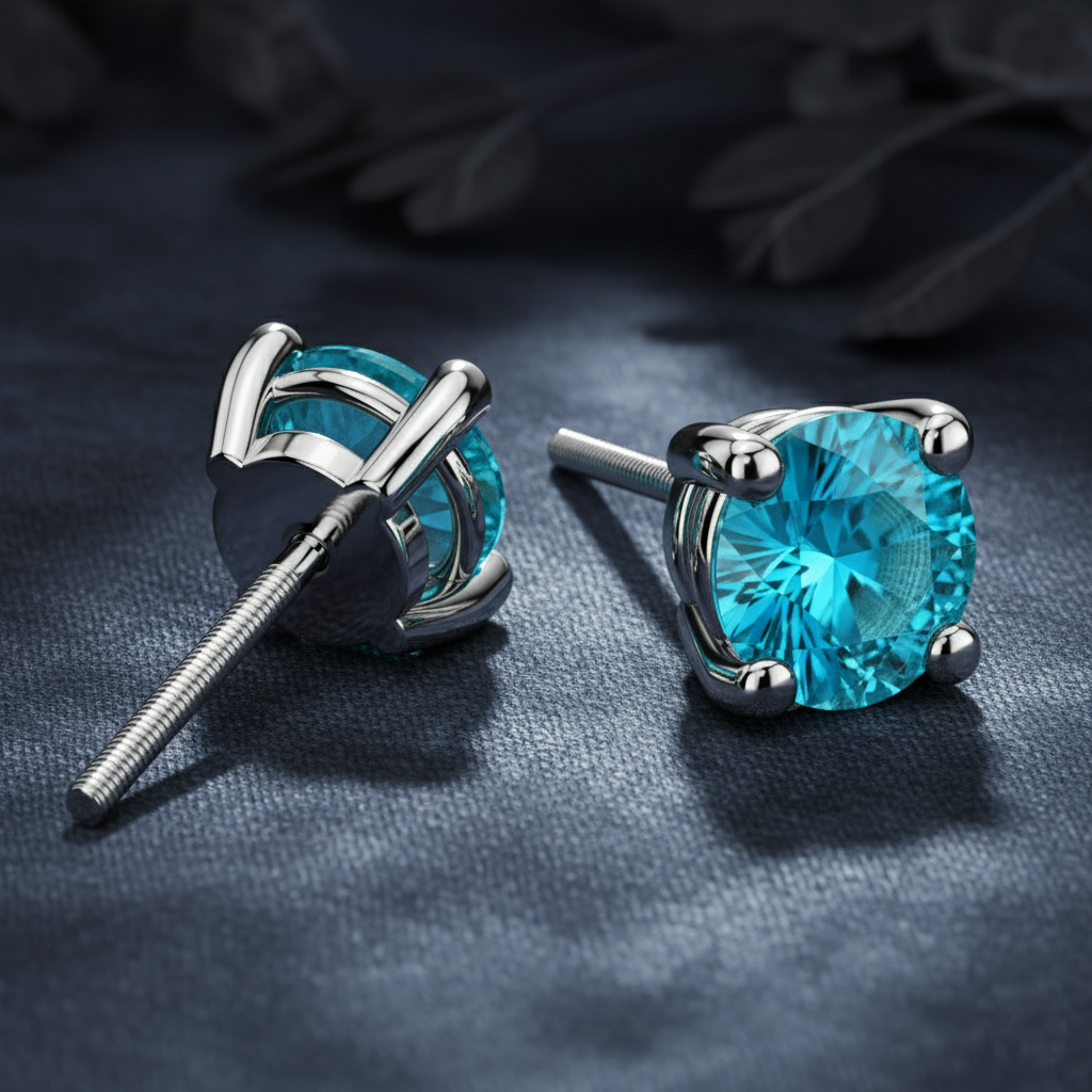 Beautiful Aquamarine Gemstone Stud Earrings
