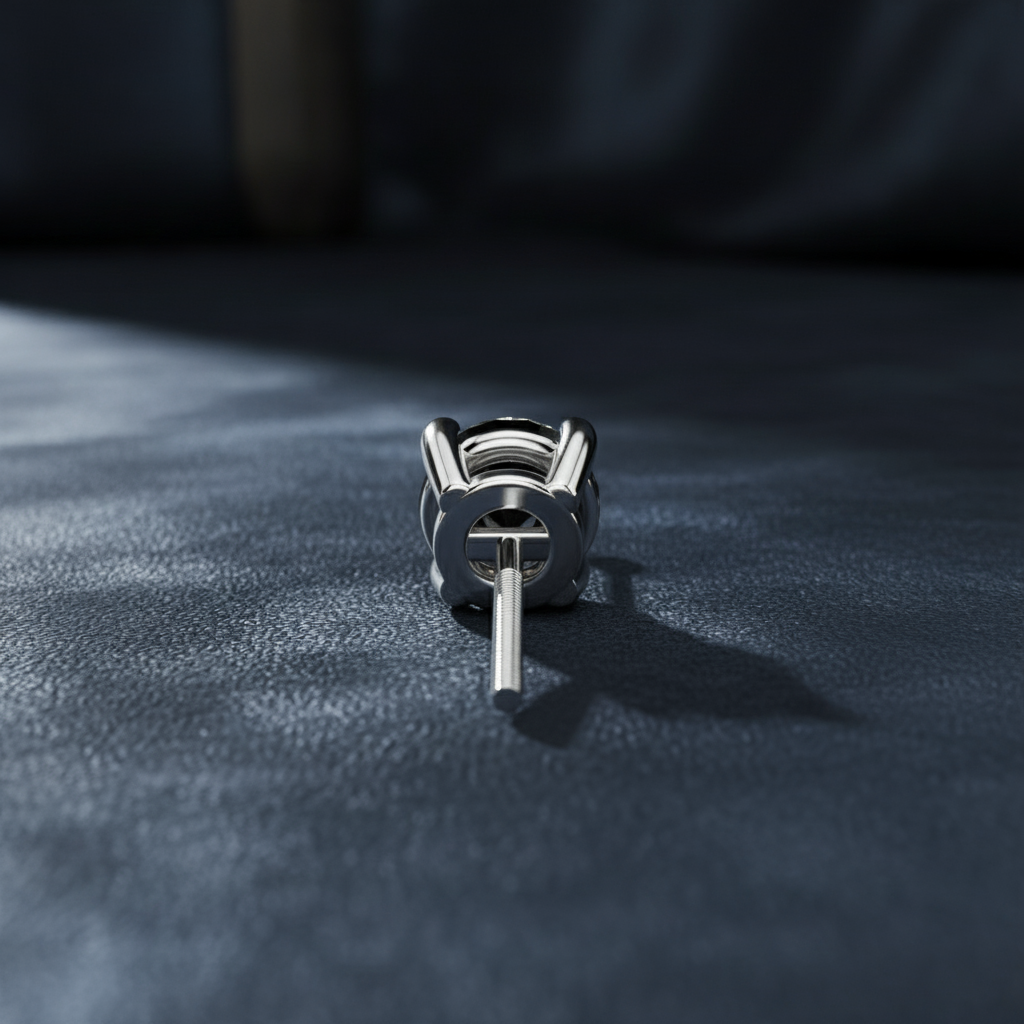 Modern Black Diamond Single Stud Earring