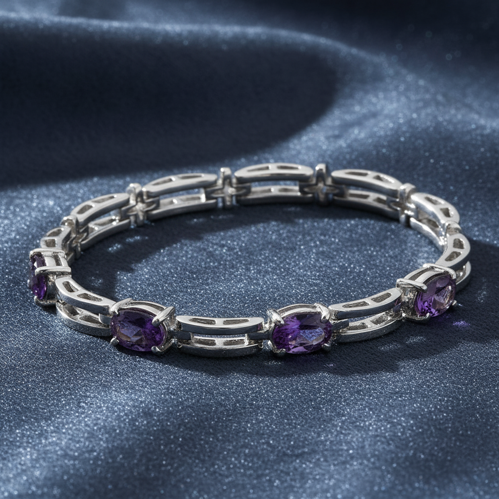 Beautiful Oval-Cut Amethyst Gemstone Bracelet