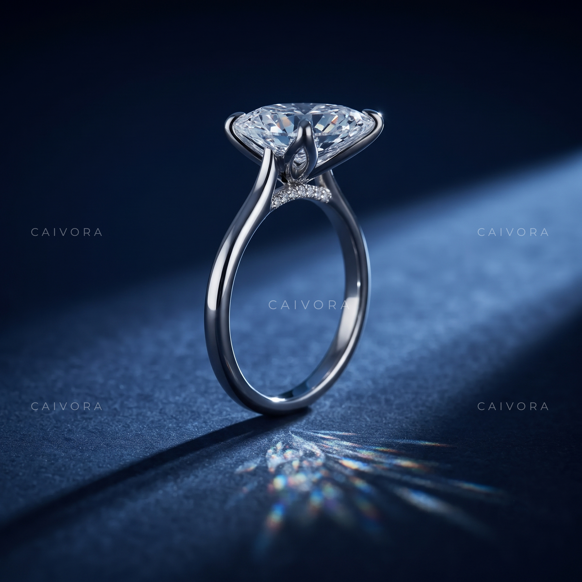 Marquise Cut Hidden Halo Pavé Tulip Engagement Ring