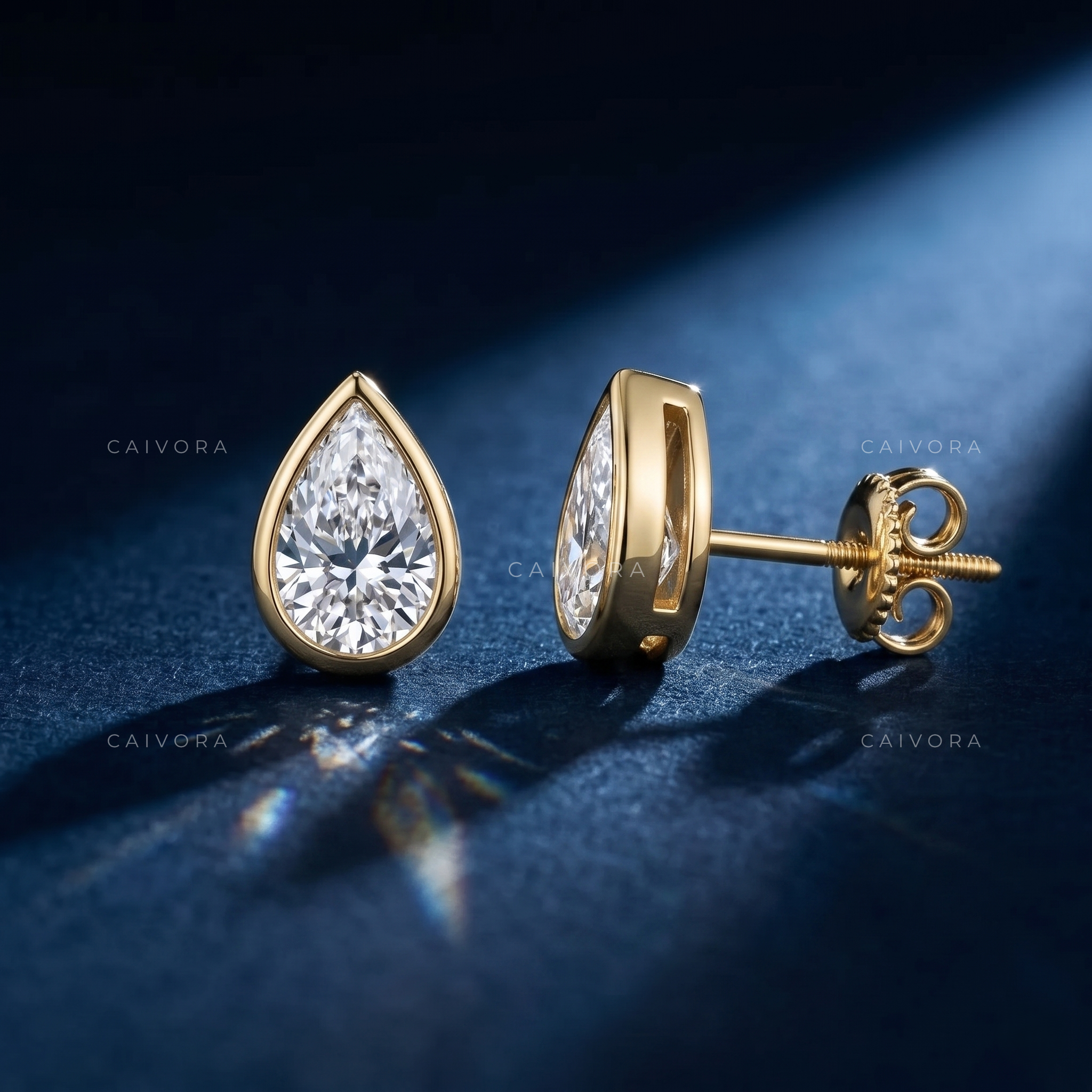 The Serenelle Pear Solitaire Studs
